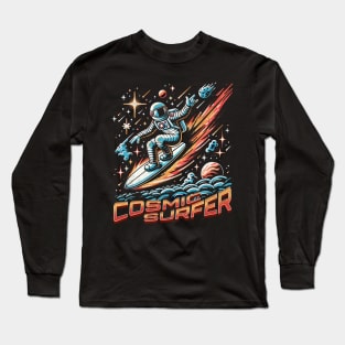 Retro-Futuristic Cosmic Surfer - Astronaut Riding Spacewave Odyssey Long Sleeve T-Shirt